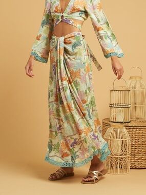 Maxi Wrap Skirt in Pastel Floral Print